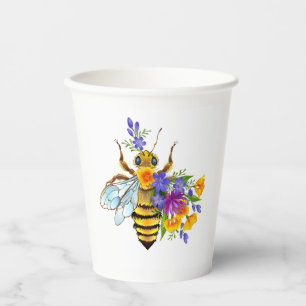 Blumenbiene mit Wildpflanzen Pappbecher