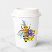 Blumenbiene mit Wildpflanzen Pappbecher (Rückseite)