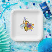 Blumenbiene mit Wildpflanzen Pappteller (Party)