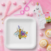 Blumenbiene mit Wildpflanzen Pappteller (Party)
