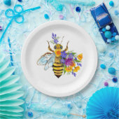 Blumenbiene mit Wildpflanzen Pappteller (Party)