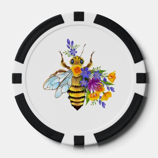 Blumenbiene mit Wildpflanzen Pokerchips (Vorderseite)