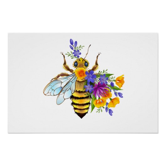 Blumenbiene mit Wildpflanzen Poster (Vorderseite)