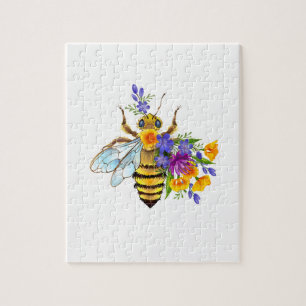 Blumenbiene mit Wildpflanzen Puzzle