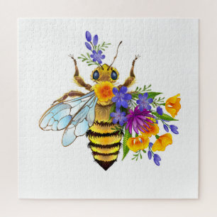 Blumenbiene mit Wildpflanzen Puzzle