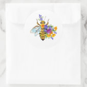 Blumenbiene mit Wildpflanzen Runder Aufkleber (Tasche)