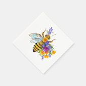 Blumenbiene mit Wildpflanzen Serviette (Ecke)