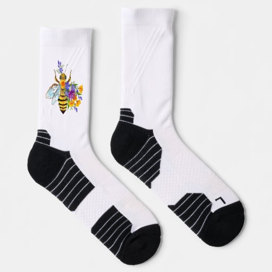 Blumenbiene mit Wildpflanzen Socken (Rechts)