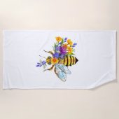 Blumenbiene mit Wildpflanzen Strandtuch (Vorderseite)