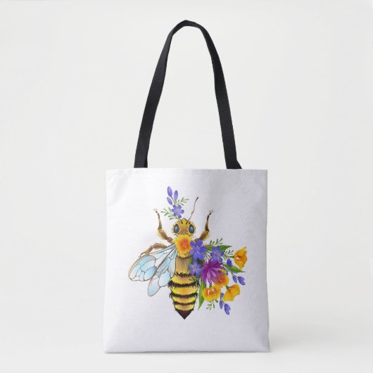 Blumenbiene mit Wildpflanzen Tasche (Vorderseite)