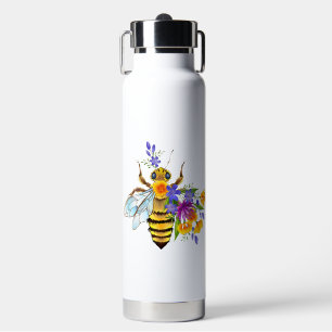 Blumenbiene mit Wildpflanzen Trinkflasche