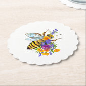 Blumenbiene mit Wildpflanzen Untersetzer (angewinkelt)