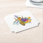 Blumenbiene mit Wildpflanzen Untersetzer (angewinkelt)
