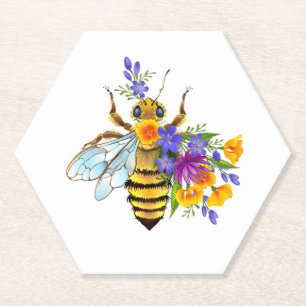 Blumenbiene mit Wildpflanzen Untersetzer