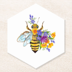 Blumenbiene mit Wildpflanzen Untersetzer