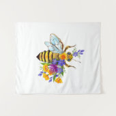 Blumenbiene mit Wildpflanzen Wandteppich (Vorderseite (Horizontal))