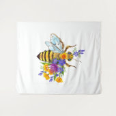 Blumenbiene mit Wildpflanzen Wandteppich (Vorderseite (Horizontal))