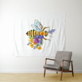 Blumenbiene mit Wildpflanzen Wandteppich (Beispiel (Horizontal))
