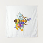 Blumenbiene mit Wildpflanzen Wandteppich (Vorderseite (Horizontal))