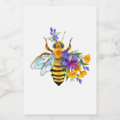 Blumenbiene mit Wildpflanzen Weinetikett (Einzelnes Label)