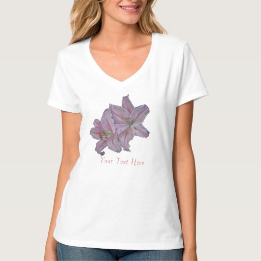 Blumenbild der Blume der rosa Lilie T-Shirt (Vorderseite)