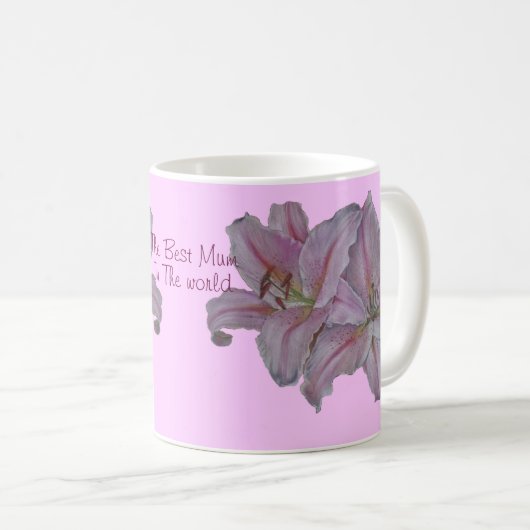 Blumenbild der hübschen rosa Lilienblüte Kaffeetasse (VorderseiteRechts)