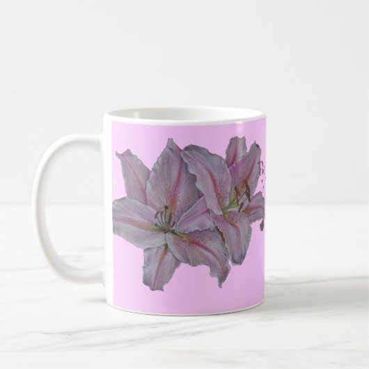 Blumenbild der hübschen rosa Lilienblüte Kaffeetasse (Links)