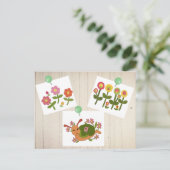Blumenbild mit Schnecke Postkarte (Stehend Vorderseite)