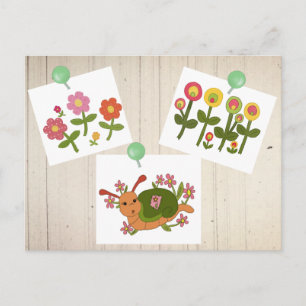 Blumenbild mit Schnecke Postkarte