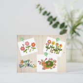 Blumenbild mit Schnecke Postkarte (Stehend Vorderseite)