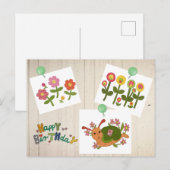 Blumenbild mit Schnecke Postkarte (Vorne/Hinten)