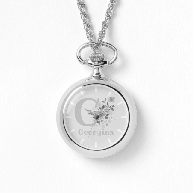 Blumenbild mit Zahlen, Name & Erstklassigkeit Armbanduhr (Vorderseite)