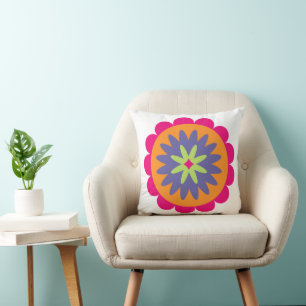 Blumenbilder in orangen und rosa kissen