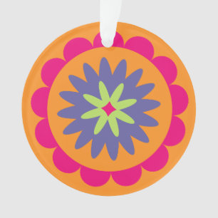 Blumenbilder in orangen und rosa ornament