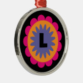 Blumenbilder in orangen und rosa ornament aus metall (Rechts)