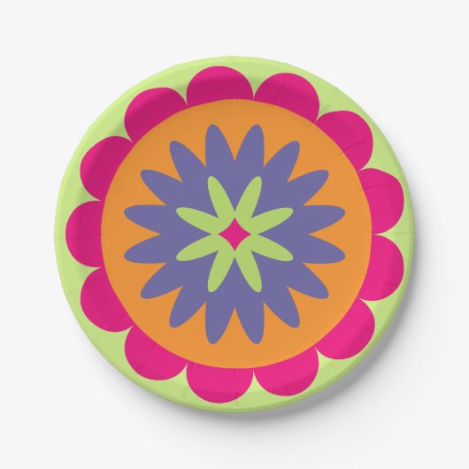 Blumenbilder in orangen und rosa pappteller (Vorderseite)