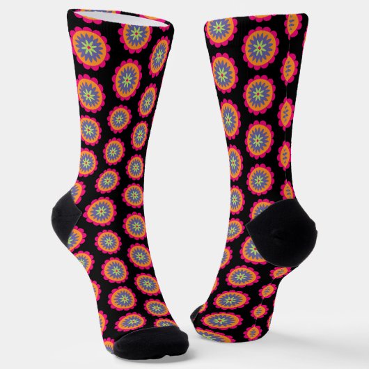 Blumenbilder in orangen und rosa socken (Gewinkelt)