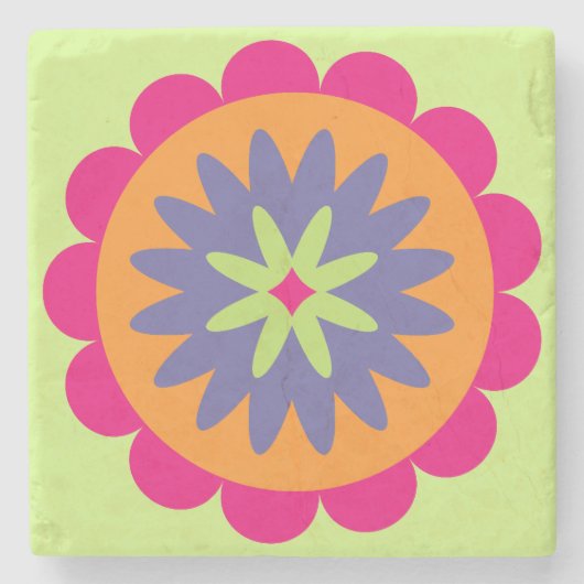 Blumenbilder in orangen und rosa steinuntersetzer (Vorderseite)