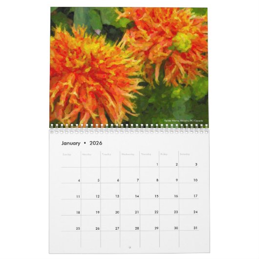 Blumenbilder Kunst Kalender (Jan 2026)