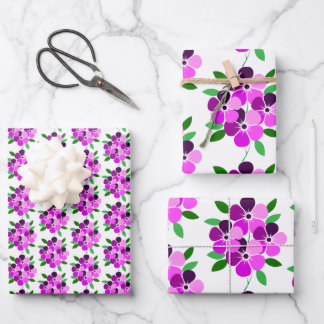 Blumenbilder mit Lila und rosa Blüten Geschenkpapier Set