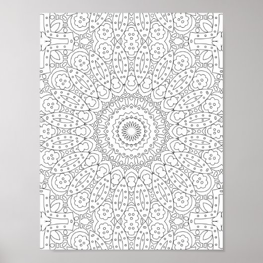 Blumenblatt-Mosaik-Mandala-Malvorlagen-Design Poster (Vorne)