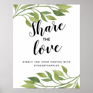 Blumenblatt Social Media Hochzeitshashtag Poster