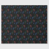 Blumenblätter auf schwarzem Papier Geschenkpapier (Flach)