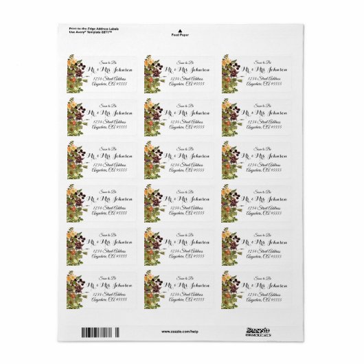 Blumenblätter aus Holz Adressaufkleber (Vorne)