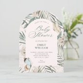 Blumenblätter Baby Shower Einladung (Stehend Vorderseite)