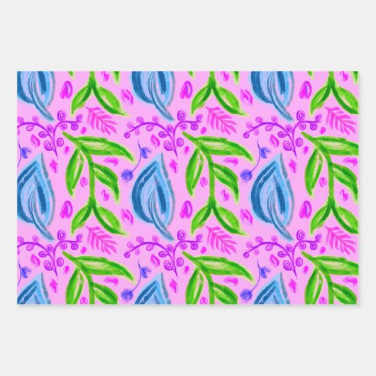 Blumenblätter im Wasserfarbenstil Geschenkpapier Set (Vorderseite 2)