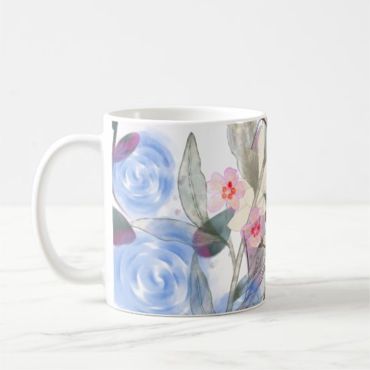 Blumenblätter Kunst – Elegante Blumen und Botanik Kaffeetasse (Links)