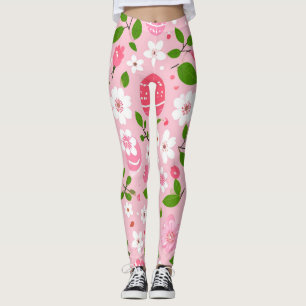 Blumenblätter und bemalte Eier Leggings
