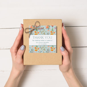 Blumenblätter und Prosecco Blau Florale Hochzeitsd Geschenkanhänger