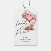 Blumenblätter und Prosecco-Brautparty Gefallen Geschenkanhänger (Vorderseite)